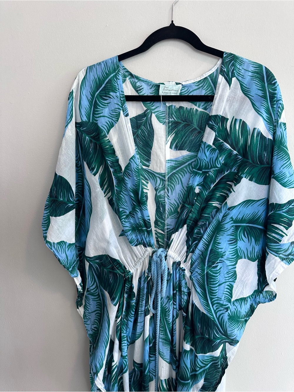 True Destinations Large Swim Cover Up Dress Open Front W/ Tie Tassels Side Slits - Picture 4 of 7